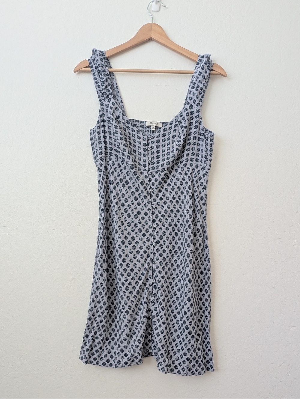 Madewell Lavender Floral Button Front Mini Dress with Cap Sleeves Size 10